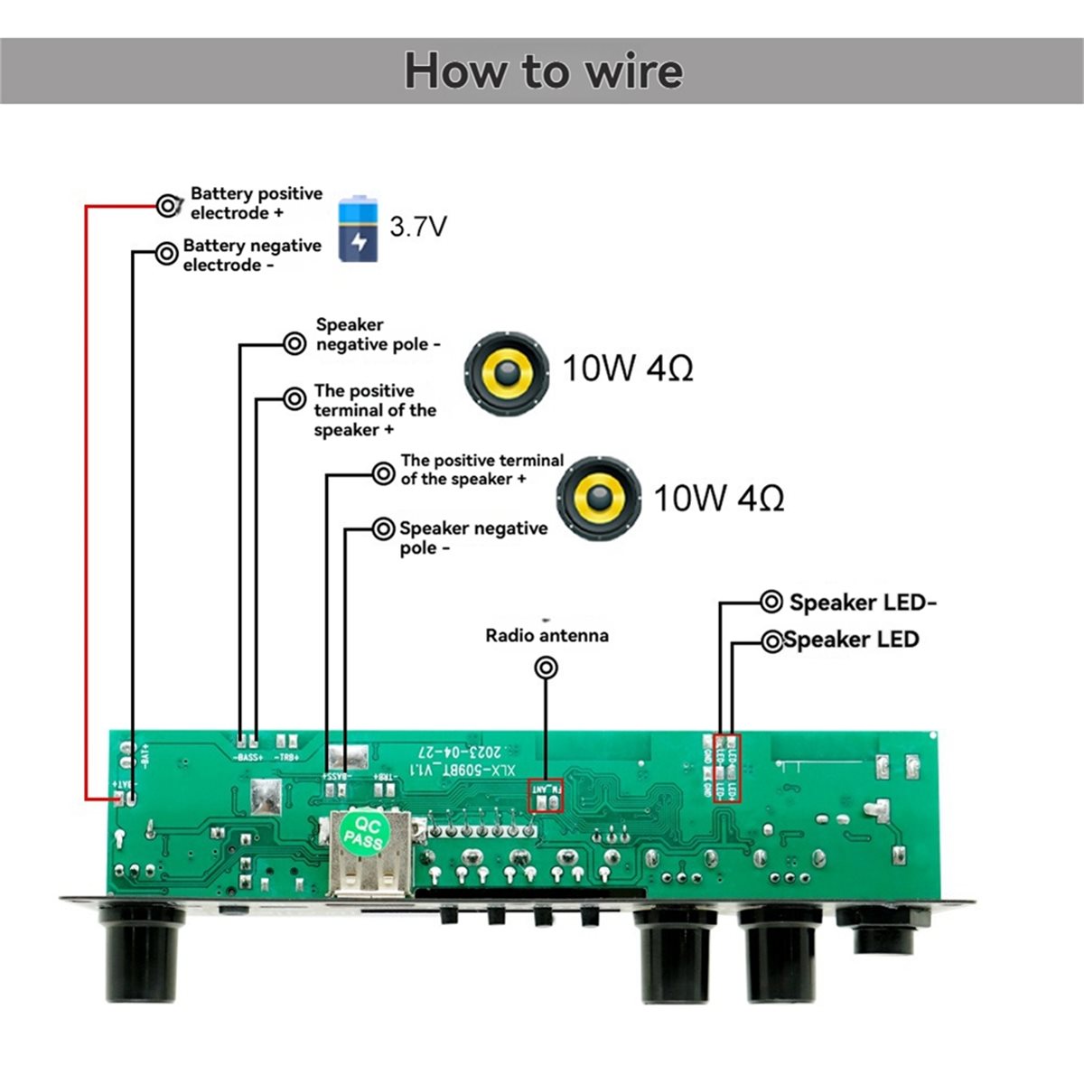 Diy Speaker - update. 2X10W 3.7V Amplifier Board Square