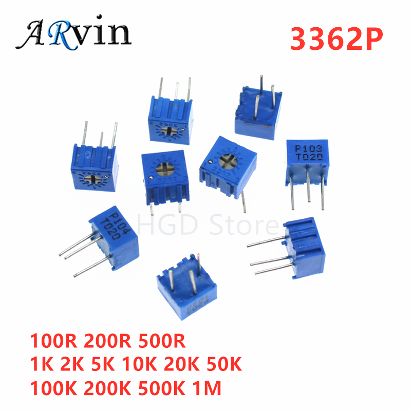 Potentiometer 10K - 10pcs 3362P Series Resistance 101 201