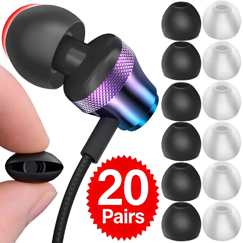 1-20Pairs Soft Silicone Replac - Headphone Parts 评论和价格