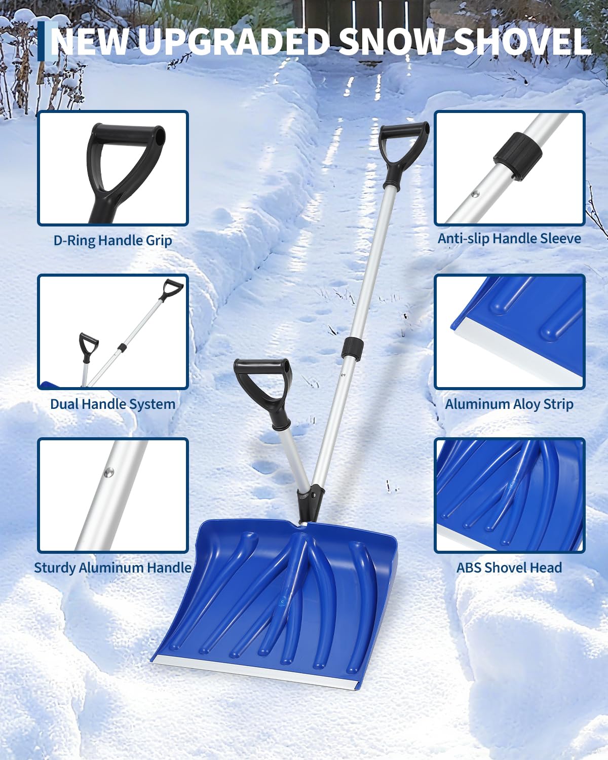 Ergonomic Snow Shovel With Ass - Knob Aluminum 评论和价格