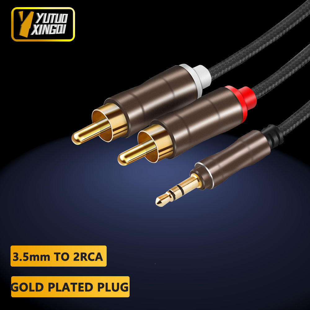 3.5 mm To 2RCA Double Lotus Au - Audio Cable Rca 评论和价格